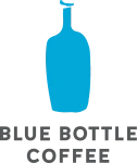 Minimalist beverage brand logo with blue bottle icon and clean modern typography