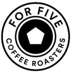 For Five Coffee Roasters circular logo with bold typography and minimalist pentagon emblem